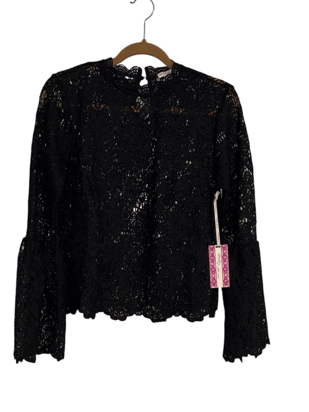 NWT Ultra Pink Black Lace Gothcore Peplum Top w/Statement Sleeves